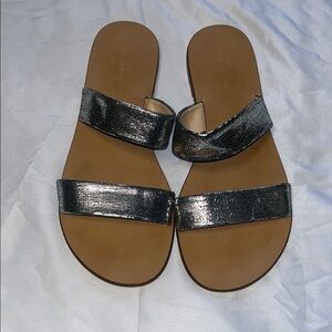 J. Crew Metallic silver Slide Sandals
